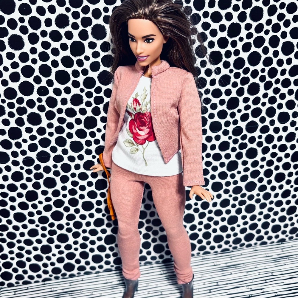 Barbie Doll MTM Curvy Body Handmade Suit & Floral Top Mattel bag & boots